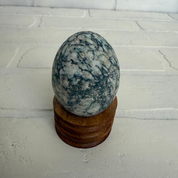 Set of 3 Vintage Honed Natural Stone Eggs Yellow Blue Black - Picture 7 of 9